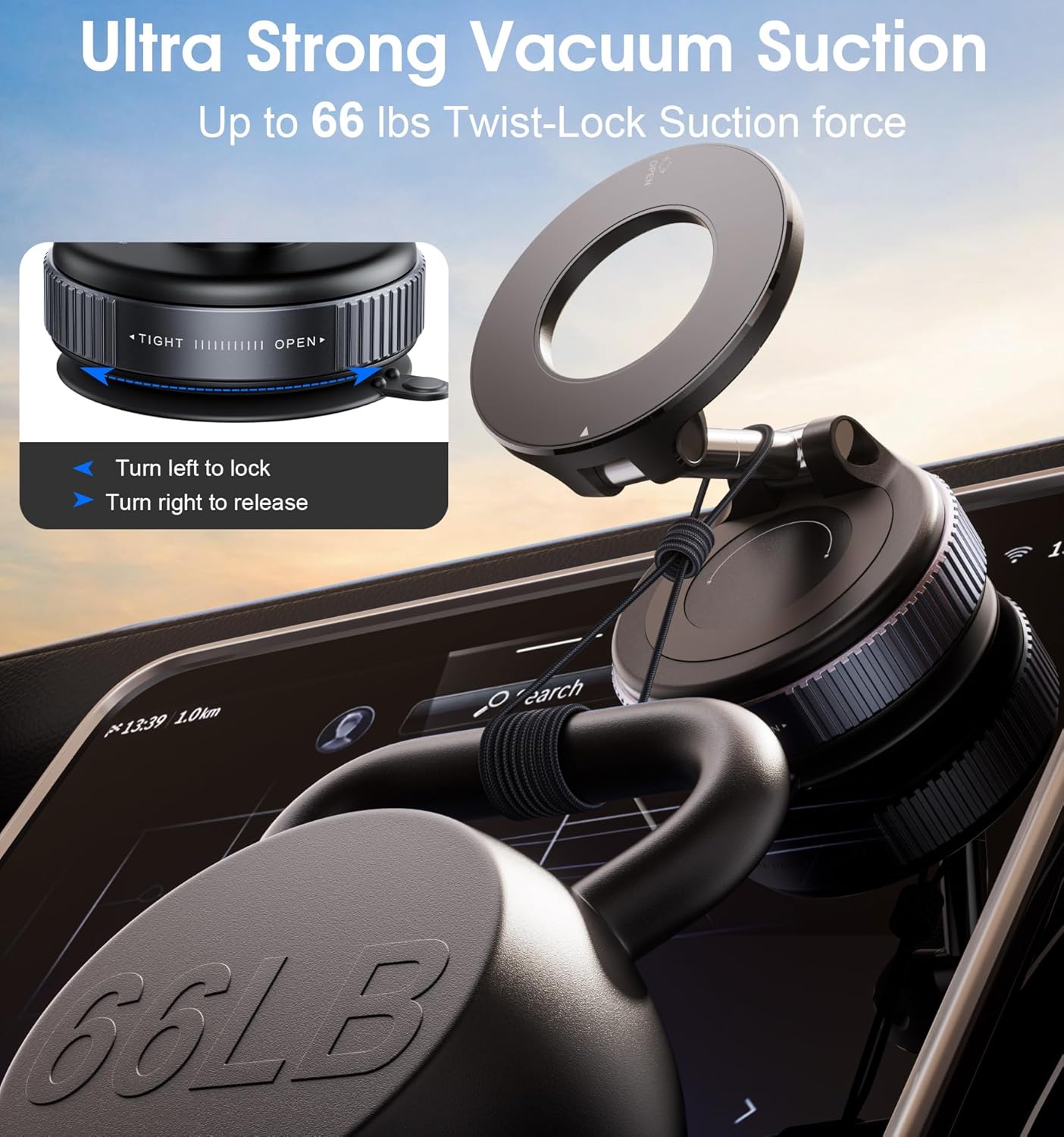 PowrSuction Mount™ 360° Rotatable Magnetic Car Phone Holder – Secure & Foldable